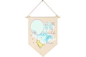 GEANHIL Welcome To The World Little One-Baby Announcement Decor-Congratulations Newborn Gift-Baby Gift Shower-Flag Decor Gift For Baby Boys Girls Newborn-Banner Wall Sign Gifts For Nursery Infant Room