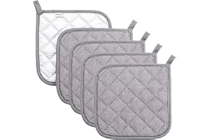 JOYHALO Pot Holders Cotton Made Machine Washable Heat Resistant Potholder, Pot Holder, Hot Pads, Trivet for Cooking and Baking (5, Grey)
