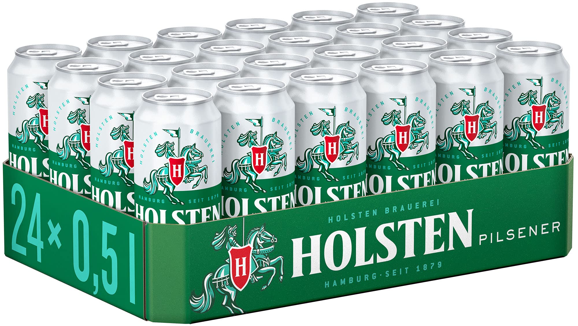 Holsten Pilsener 4,8 % Vol. Premium Pils l |24 Dosenbiere 0,5 L mit erfrischend feinherbem Geschmack | Bierdose Einweg (24 X 0.5 L) 2
