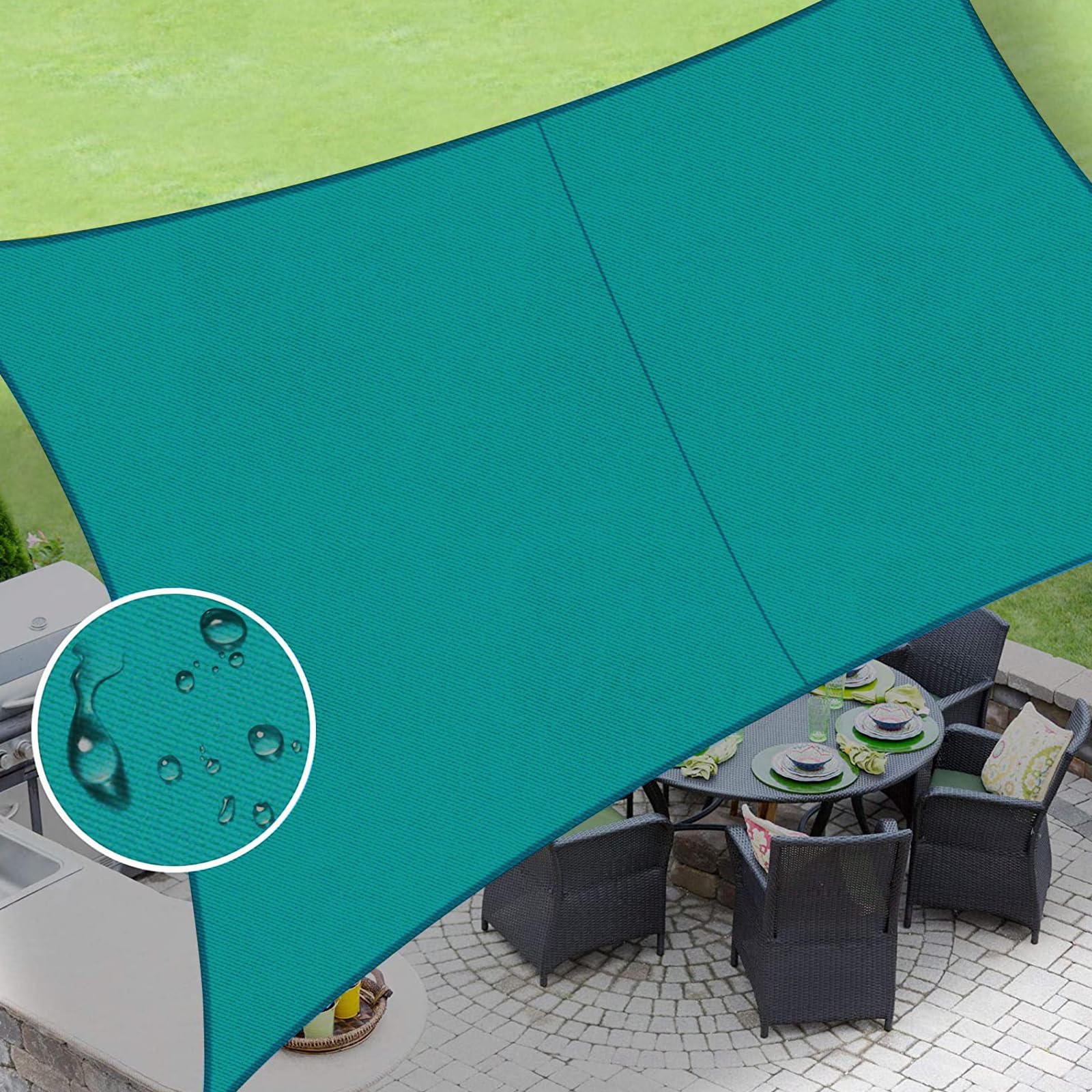 Photo 1 of LOVE STORY Waterproof 8'x10' Rectangle Turquoise Blue Sun Shade Sail Cannoy UV Resistant for Outdoor Patio Garden Backyard (We Make Custom Size)
