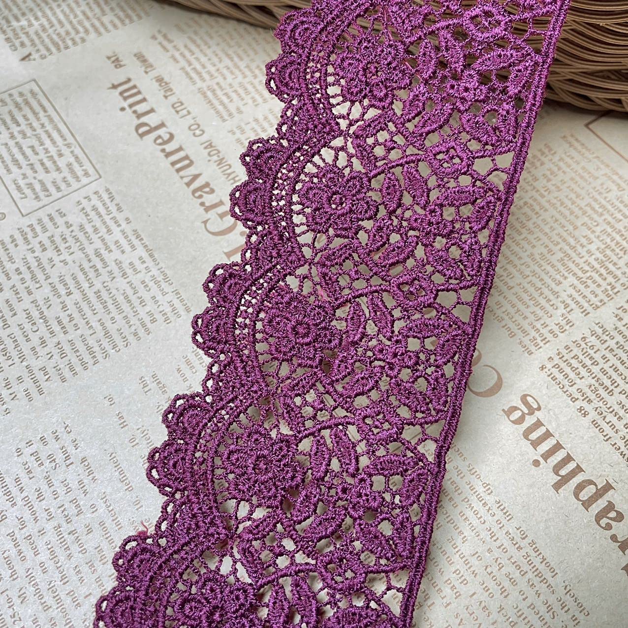 6CM Width Europe Flower Pattern Inelastic Embroidery Trims,Curtain Tablecloth Slipcover Bridal DIY Clothing/Accessories.(4 Yards in one Package) (Wine red)