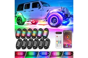 TDE EXPLORER.LIGHTING 12 Pods RGB+IC Chasing Rock Lights for Trucks Jeep Golf Cart ATV UTV Car SUV Offroad, Dream Color Waterproof LED Underglow Kit with APP Control Music Mode, Vehicle Underbody Light Underneath Accent