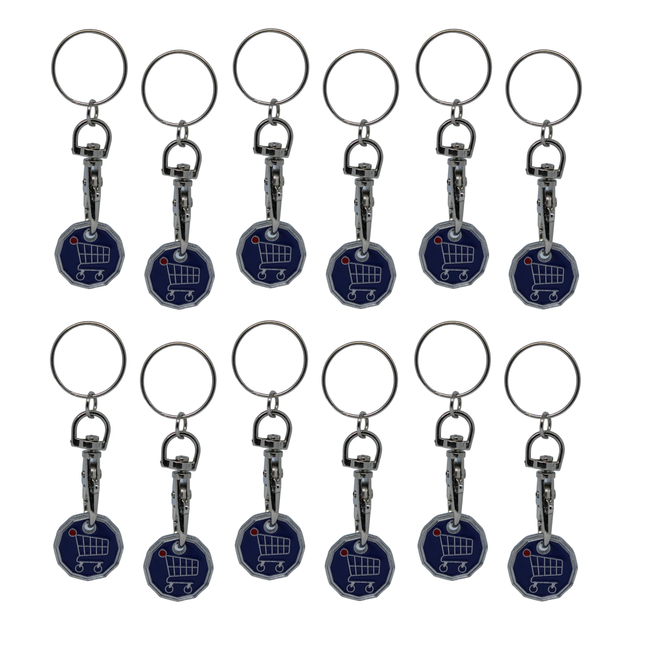 12pk Shopping Trolley Token Key Ring | Trolley Tokens for Supermarket, Gym Locker | New Pound Coin UK Tokens (12pk Funky Trolley)