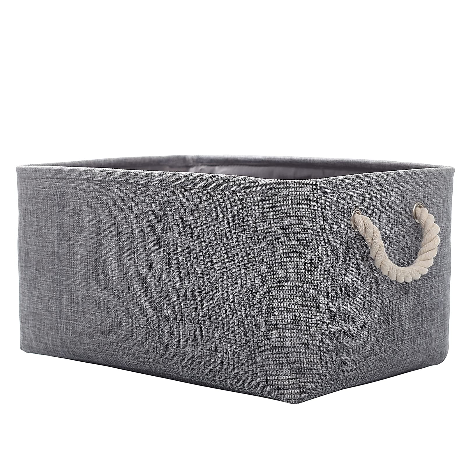 CREADARD Fabric Storage Basket, Foldable Linen Storage Box for Nursery and Home, Collapsible Canvas Shelf Basket for Wardrobe or Bedroom, Grey
