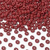 Richbunnys 1000Pcs Multi-Colored Plastic Pony Beads Bulk for Craft,6 * 9mm Assorted Colors Hair Beads Black, red,Blue, White for Bracelets Making,Kandi Charms（Maroon）
