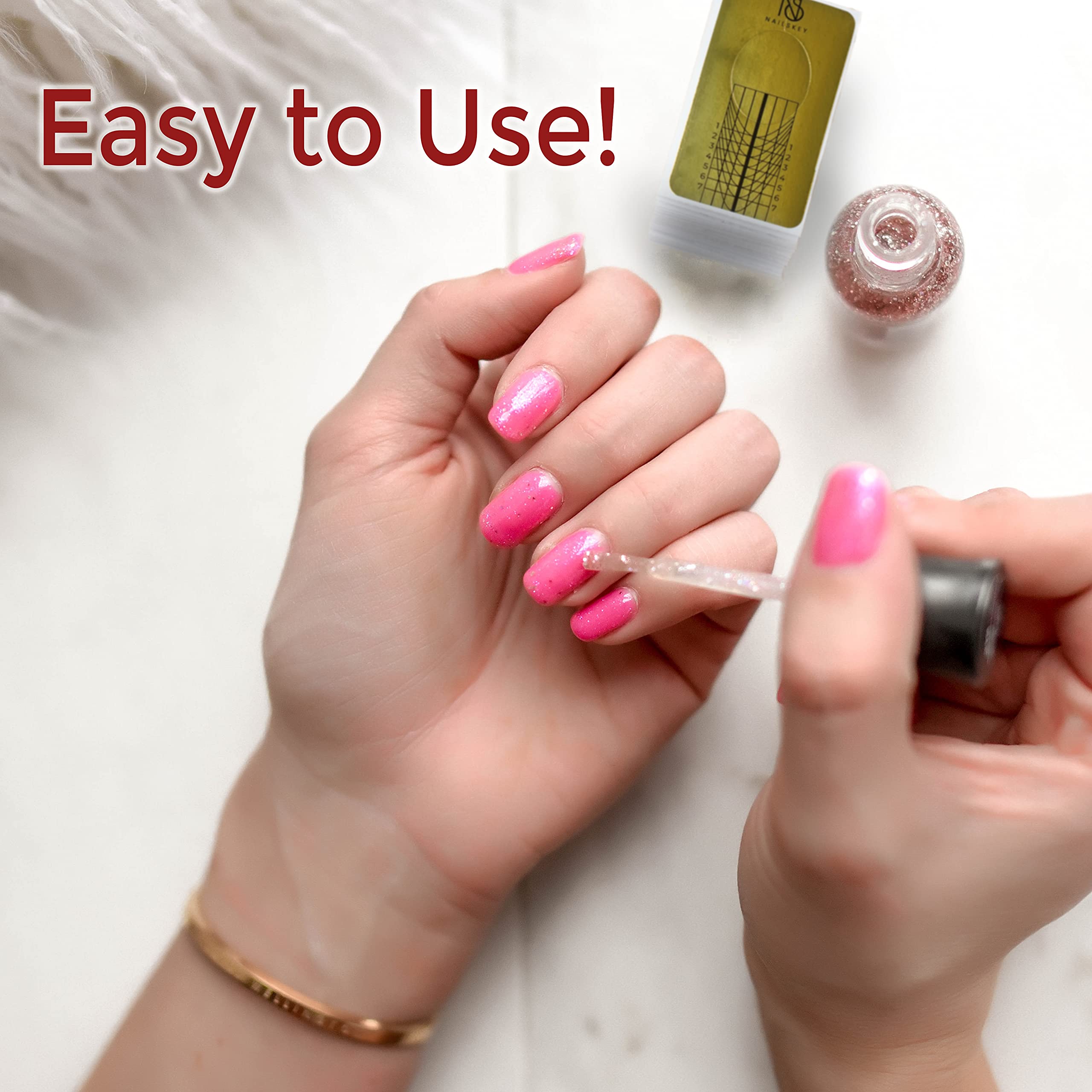 Nailskey Nail Forms for Gel Builder - 100 Pcs Self Adhesive Nail Extension Stickers for Acrylic, UV & Poly Gel with Tip Sculpting Guide - Nail Art for Home & Salon (Pack of 100) - Image 6