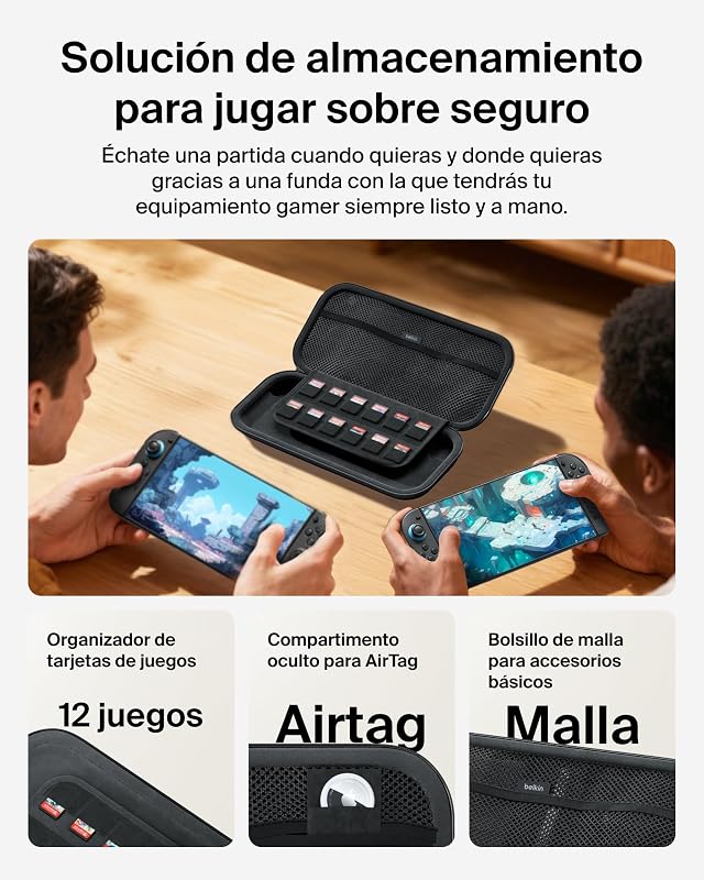 Bolso para saco de viagem para jogos para AirTag Nintendo Switch 2 Carbon