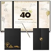 DOUBLESHOOT 40th Birthday Guest Book – Foldable Black and Gold Sign-in Poster Board Keepsake for Men or Women – Spark Foil Printed Gift – 12x18 Inch Display – Aged to Perfection – Pen Not Included