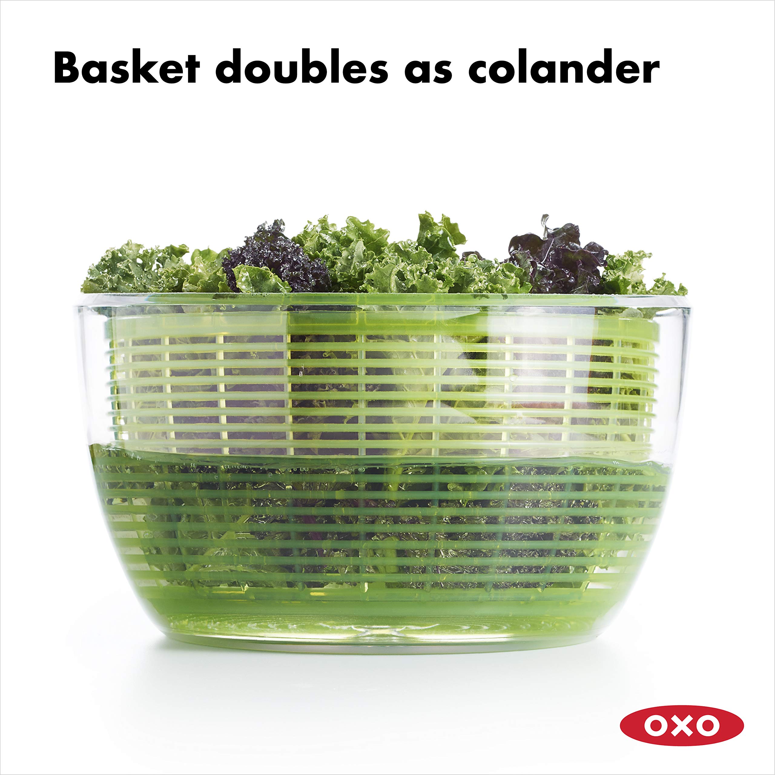 OXO Good Grips Salad Spinner - Large, Green Lettuce & Fruit Washer, BPA-Free, Easy One-Hand Pump