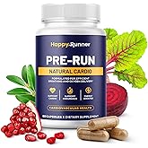 Happy Runner: Pre-Run - Enhances Breathing, Improved Oxygen Delivery, Respiratory Efficiency, Boosts Endurance, Nitric Oxide Booster, Improved Blood Flow, Running Supplements, Cardiovascular Health