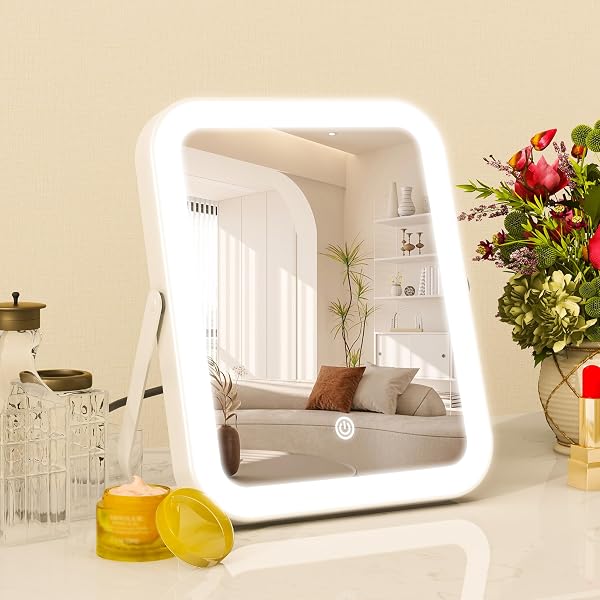 Aazon.co : YEKKOPT Gold Vanity Irror With Lights,10"x8" Rechargeable