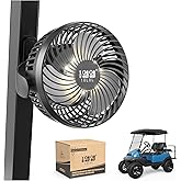 10L0L Golf Cart Fan with Magnetic Mount & 56Hrs Runtime - 8000mAh Battery, 3-Speed Cooling, Built-in LED Light, Power Bank Function - Stable ABS Design for All Golf Carts