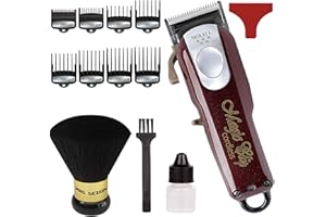 Wahl Professional 5-Star Cord/Cordless Magic Clip #8148 - Great for Barbers and Stylists - Precision Cordless Fade Clipper Loaded with Features - with Bonus Neck Duster (Burgundy)