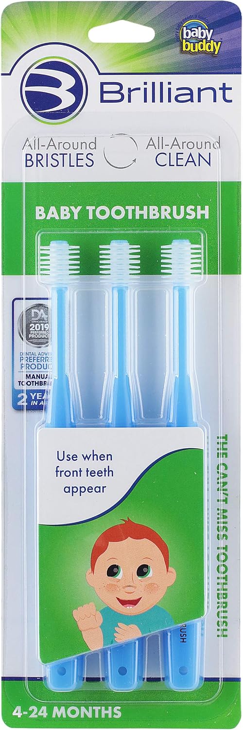 Brilliant Baby Toothbrush by Baby Buddy, Baby First Toothbrush, Ages 4-Months Old to 2 Years Old