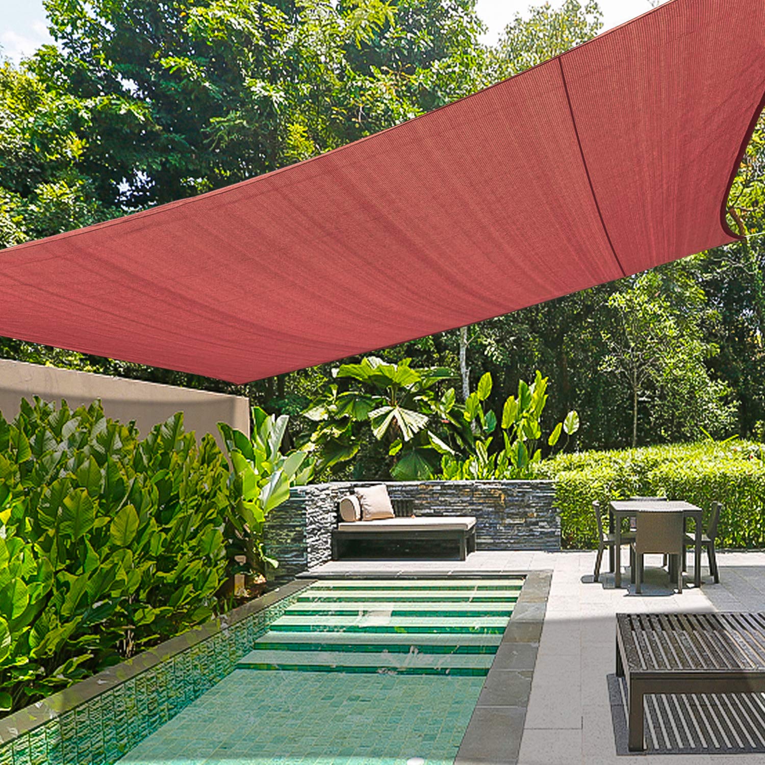 KANAGAWA Sun Shade Sail Triangle UV Block Canopy Dark Grey Cover for Patio Backyard Lawn Garden Outdoor Activities (16'x20', Rust Red)