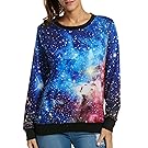 ACEVOG Women's Digital Print Pullovers Sweatershirts Jumper Outwear Tracksuit,Galaxy Print 1,Large