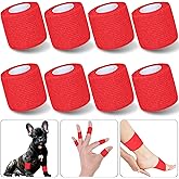 Chewarelly 8 Pack 2 in x 5 Yards Cohesive Wrap Self Adhesive Bandage Elastic Self Adherent Wrap Self Stick Vet Tape for Athletic, Wrist, Ankle, Knees, Pets (Red)