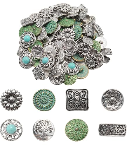 Framendino 30 Pack Vintage Enamel Shank Buttons - 18mm Round Plant Design Buttons For DIY Sewing & Crafts - View #12