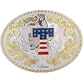 Btilasif Belt Buckles for Men Women American Flag Initial Letters Gold Belt Buckle Western Accessories for Cowboy Cowgirl