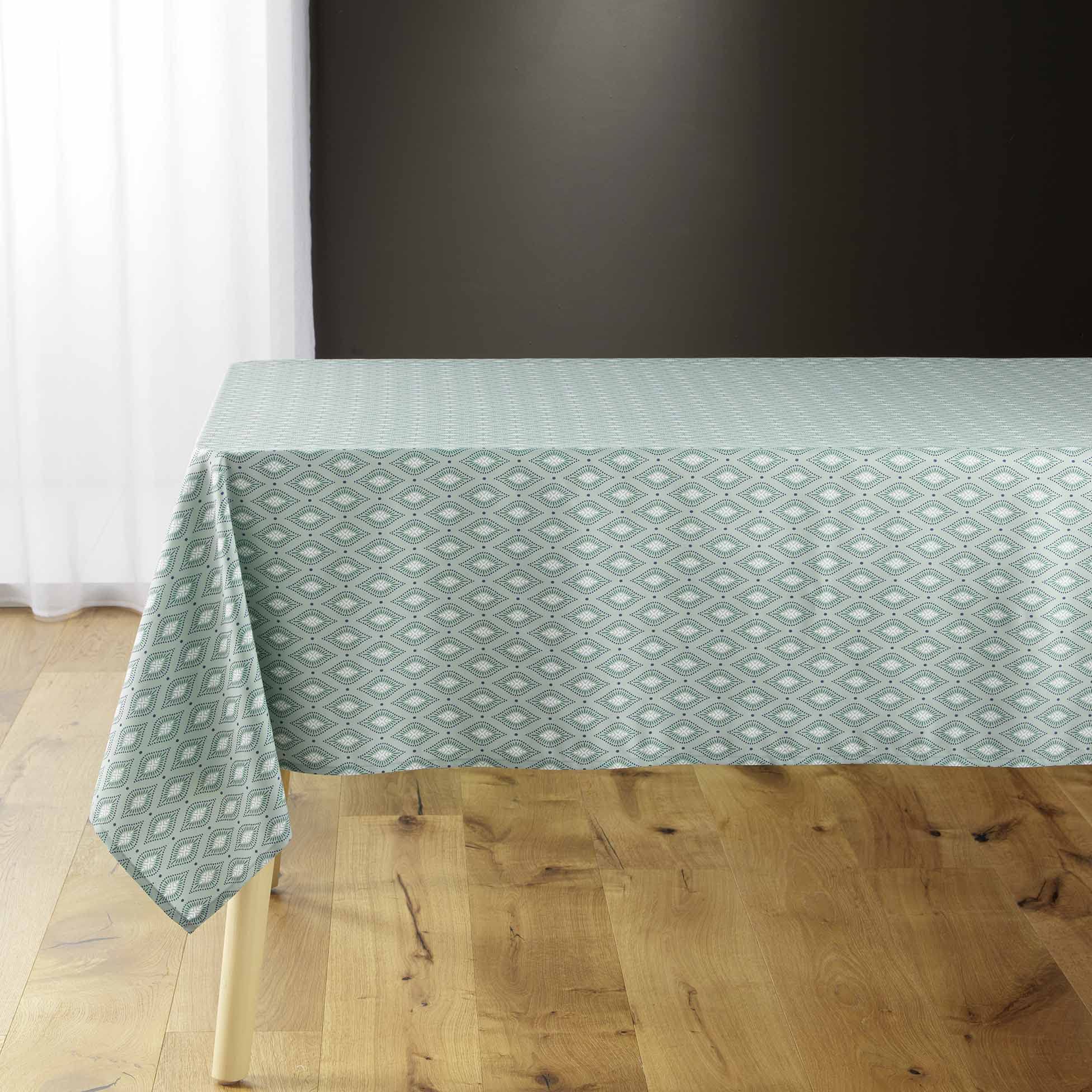 Douceur d'Intérieur Rectangular Tablecloth 140 x 240 cm Geoline Mint Microfibre Printed