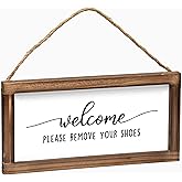 Please Remove Your Shoes Off Front Door Sign 6x12 Inch, No Shoes Home Farmhouse Decor
