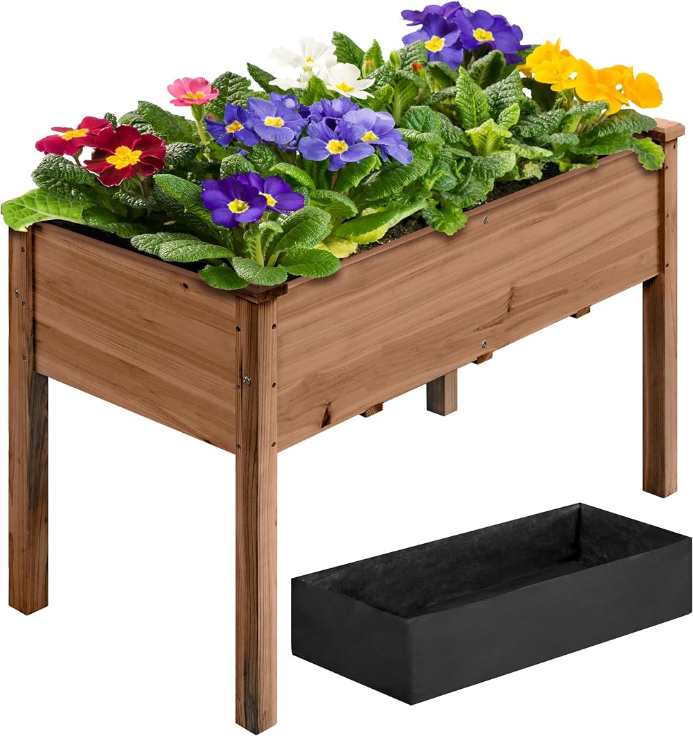 Yaheetech Raised Garden Bed 120.5x59x76 cm Dark Brown Wood Planter Box