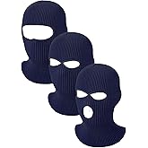 Blulu 3 Pcs Knit Ski Masks for Men Winter Balaclava Face Mask 3 Hole 2 Hole Warm Full Face Cover for Women Outdoor Sports