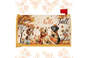 Luvsweets Fall Mailbox Covers Magnetic - Hello Fall Dogs Magnetic Mailbox Covers, Watercolor Autumn Pumpkin Puppy Post Letter Box, Harvest Thanksgiving Mail Box Wrap, Standard Size 20x18 Inches