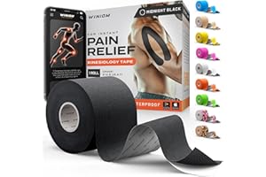 Kinesiology Tape-Incredible Support for Athletic Sports and Recovery+Free Taping Guide-Uncut 2 inch 16.4 feet Roll (Midnight 