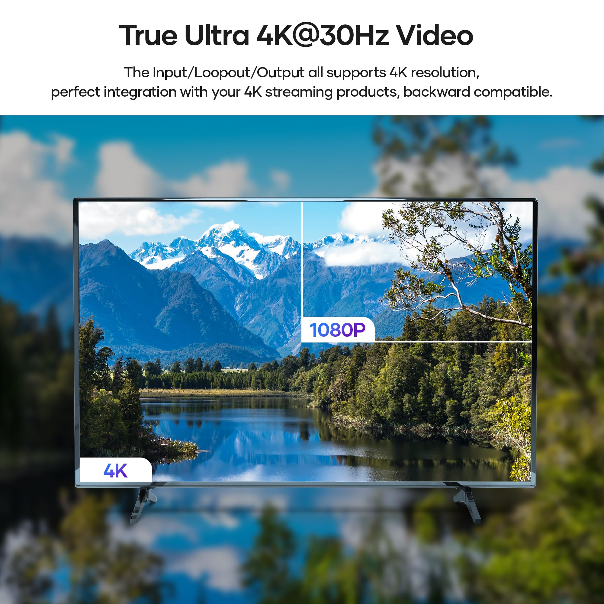Wireless HDMI Transmitter and Receiver 4K 30HZ, 490FT, IR Extend, Plug & Play HDMI Wireless Transmission,Loop-Out,Dual Outputs, Up to 4 RXs, Streaming from STB, PC, DVD, CCTV to TV, Projector, Monitor