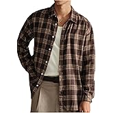 GORGLITTER Men's Flannel Shirt Long Sleeve Casual Plaid Button Down Shirts Jackets