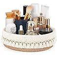 Mkono Macrame Makeup Brush Holder - Boho Woven Basket With Plush Lining, Ivory