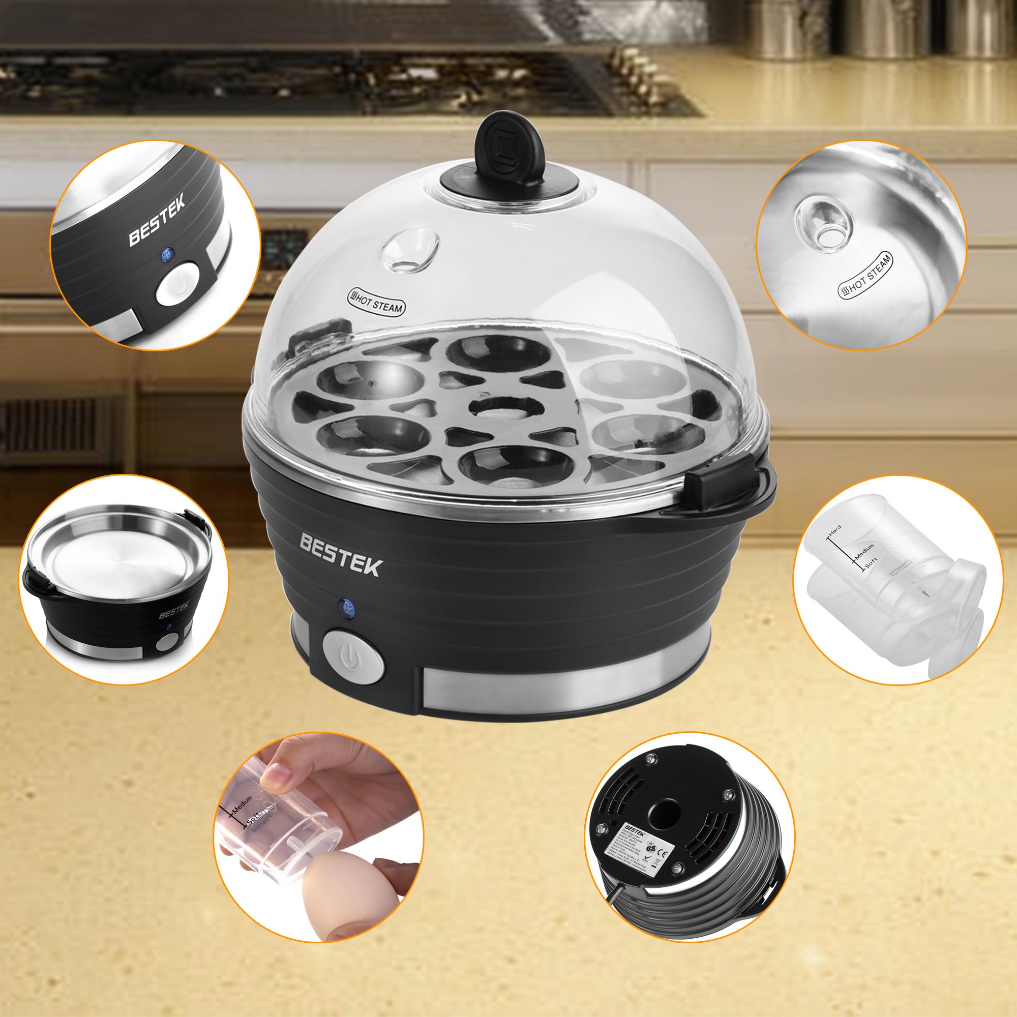 Egg Boiler, BESTEK Electric Egg Cooker, Poacher Eggs and Omelette Maker