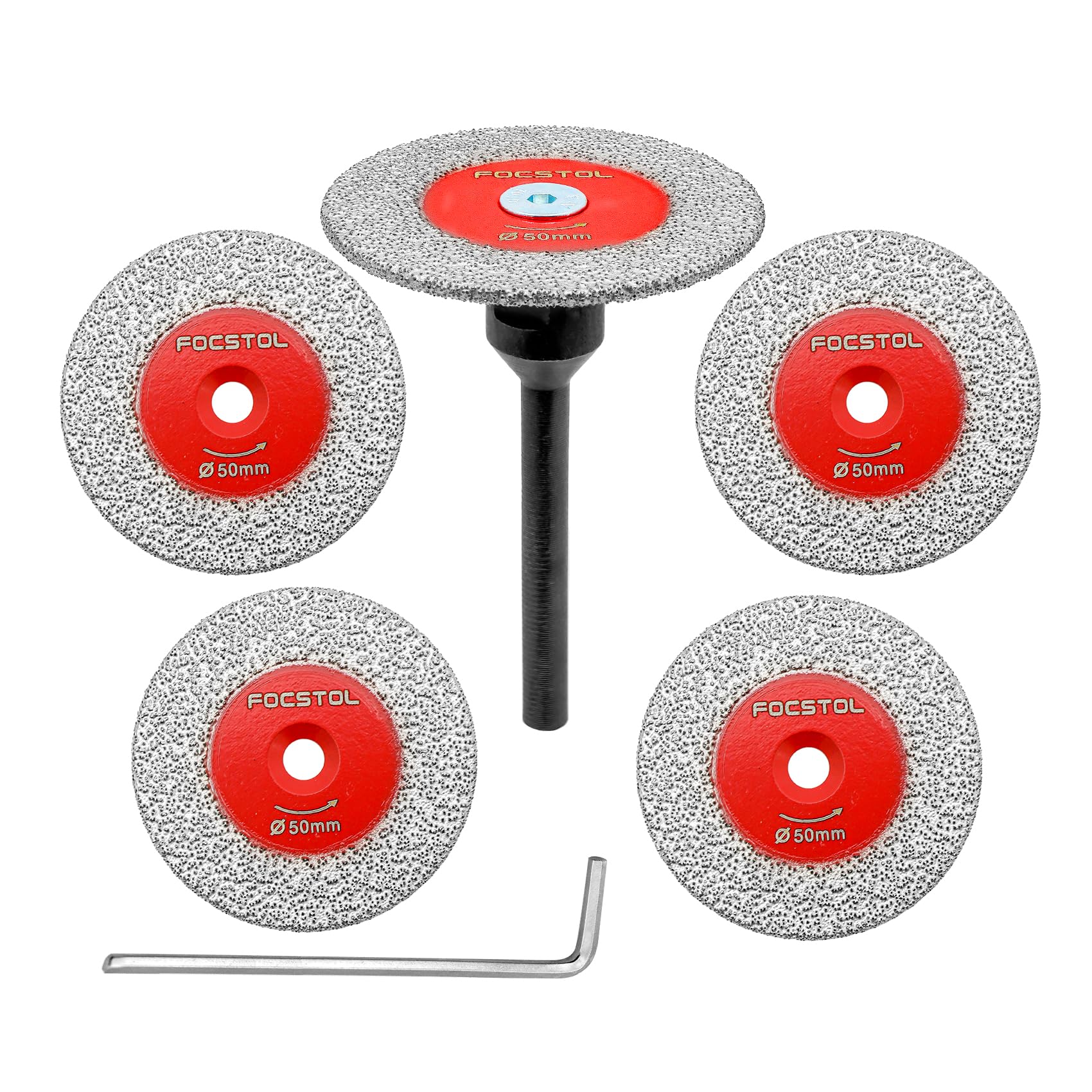 Mini Diamond Engraving Saw Blade - FOCSTOL 5pcs 50mm Cutting Disc and 1pc 6mm Round Shank for Marble Granite Artificial Stone Porcelain Tile Ceramic