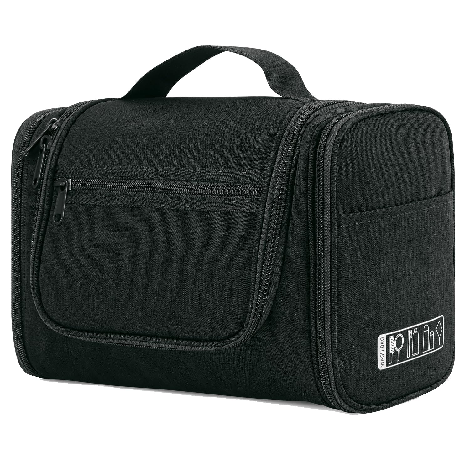 Large Hanging Toiletry Wash Bag Travel Makeup Cosmetic Organizer for Men Women by WANDF (Denim Black)