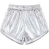 Auranso Girls Metallic Shorts Sparkly Hot Pants Shiny Dance Outfits Short Pants