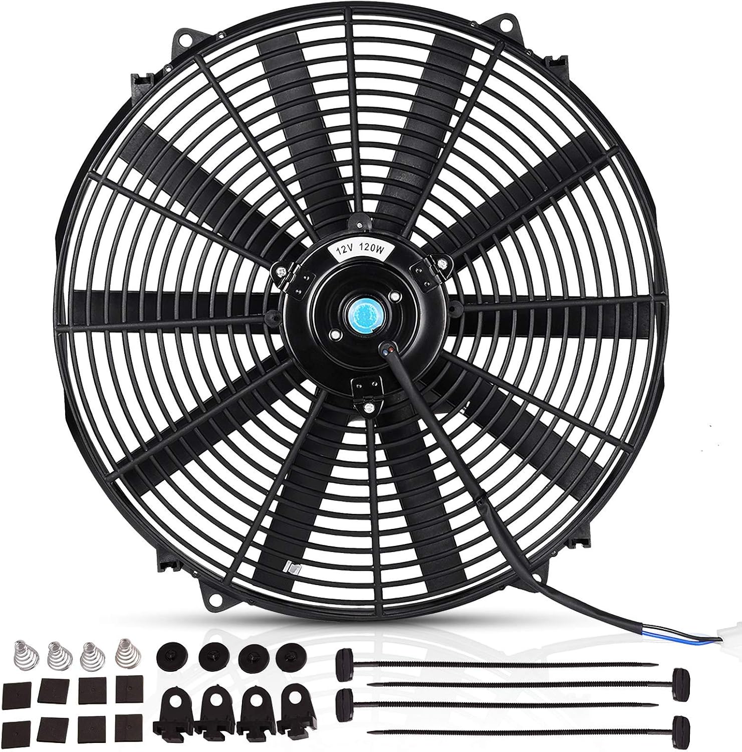 16" Radiator Cooling Fan Electric Mounting Kit 12V for Motorcycle Bike 2000 CFM