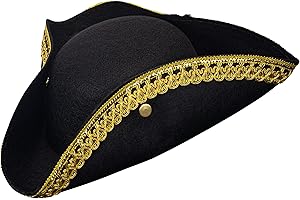 Dress Up America Tricorn Hat for Adults - Historical Colonial Hat for Men - Black - One Size