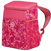 Igloo Print Essentials 18-Can Insulated Backpack Cooler, Floral Pink | Wide top zip opening, a front slip pocket and a mesh bottle sleeve, built from 100% GRS recycled material