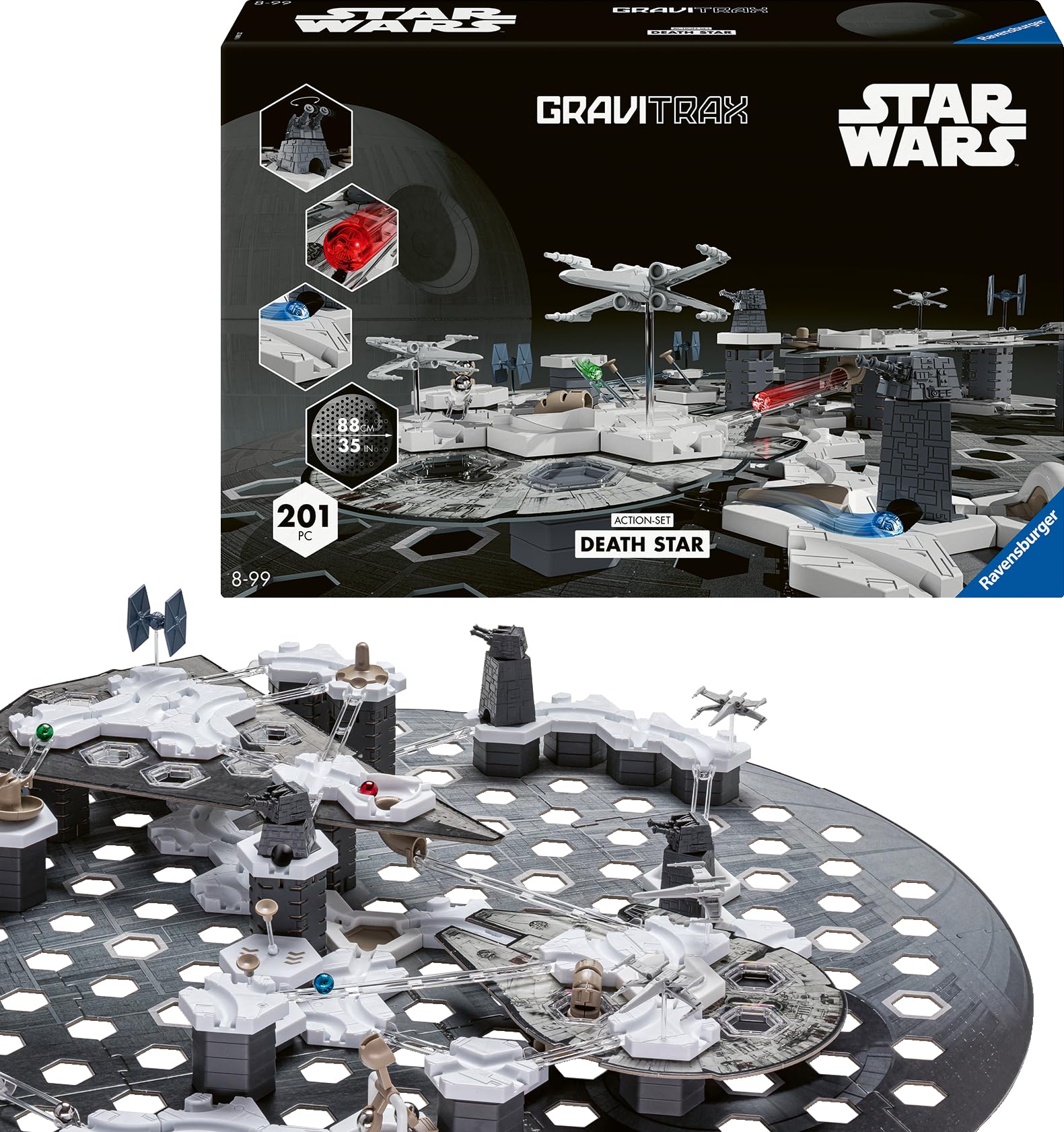 Ravensburger GraviTrax Star Wars Action-Set Deathstar 23860 - GraviTrax Starterset für Deine Kugelbahn - Murmelbahn und Konstruktionsspielzeug ab 8 Jahren, alleine bespielbar