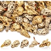 DTOFOOT 60Pcs Halloween Mini Resin Animal Skulls Heads Tiny Skeletons | 5 Styles,Small Halloween Skeletons for Crafts,Crow,Sheep,Skeleton Heads,Dinosaur Skull for Halloween Vase Filler