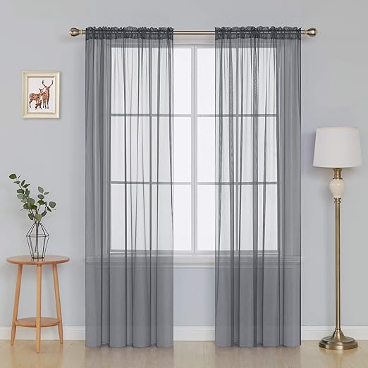 Amazon Com Deconovo Grey Sheer Curtains Light Sheer Panels Window