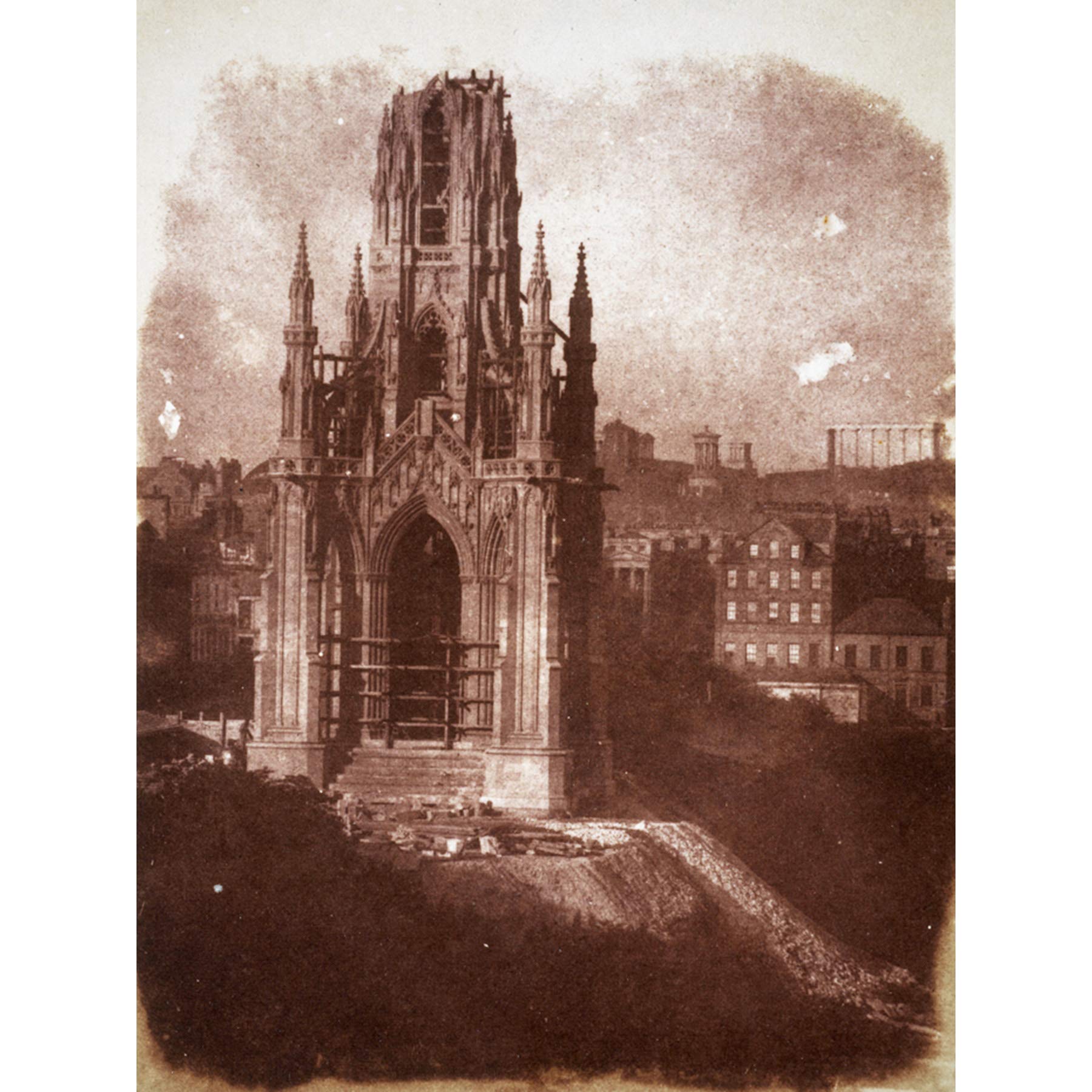 Scott Monument Construction Edinburgh Old Photo Premium Wall Art Canvas Print 18X24 Inch
