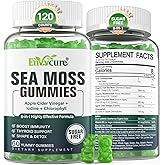 Sea Moss Gummies Sugar-Free, Extra Strength Irish Moss Gel Supplement with Iodine, Chlorophyll, Unfiltered ACV, D3, Burdock Root, Bladderwrack for Immune, Digestive, Skin, Hair, Det❤️x, Vegan, 2Pack
