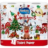 Hankeez Christmas Printed Toilet Paper, 4 Rolls - 3-Ply - 200 Sheets per Roll - Soft, Festive Holiday Bathroom Tissue