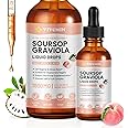 Graviola Soursop Leaf Extract Liquid - Soursop Bitters Liquid, Support Immune, Relax, Liver and Sleep, Sugar & Alcohol-Free, Highly Absorbable Formula, White Peach Flavor, 2 Fl Oz