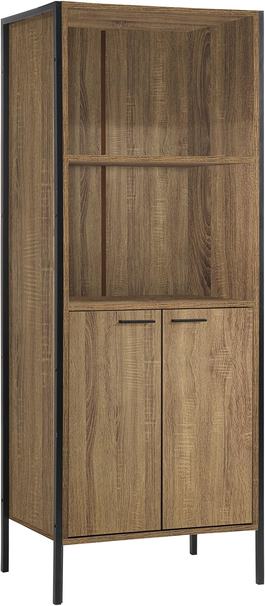 Timber Art Design Stretton Urban Living Room Tall Storage Bookcase Rustic Industrial Medium Oak Effect