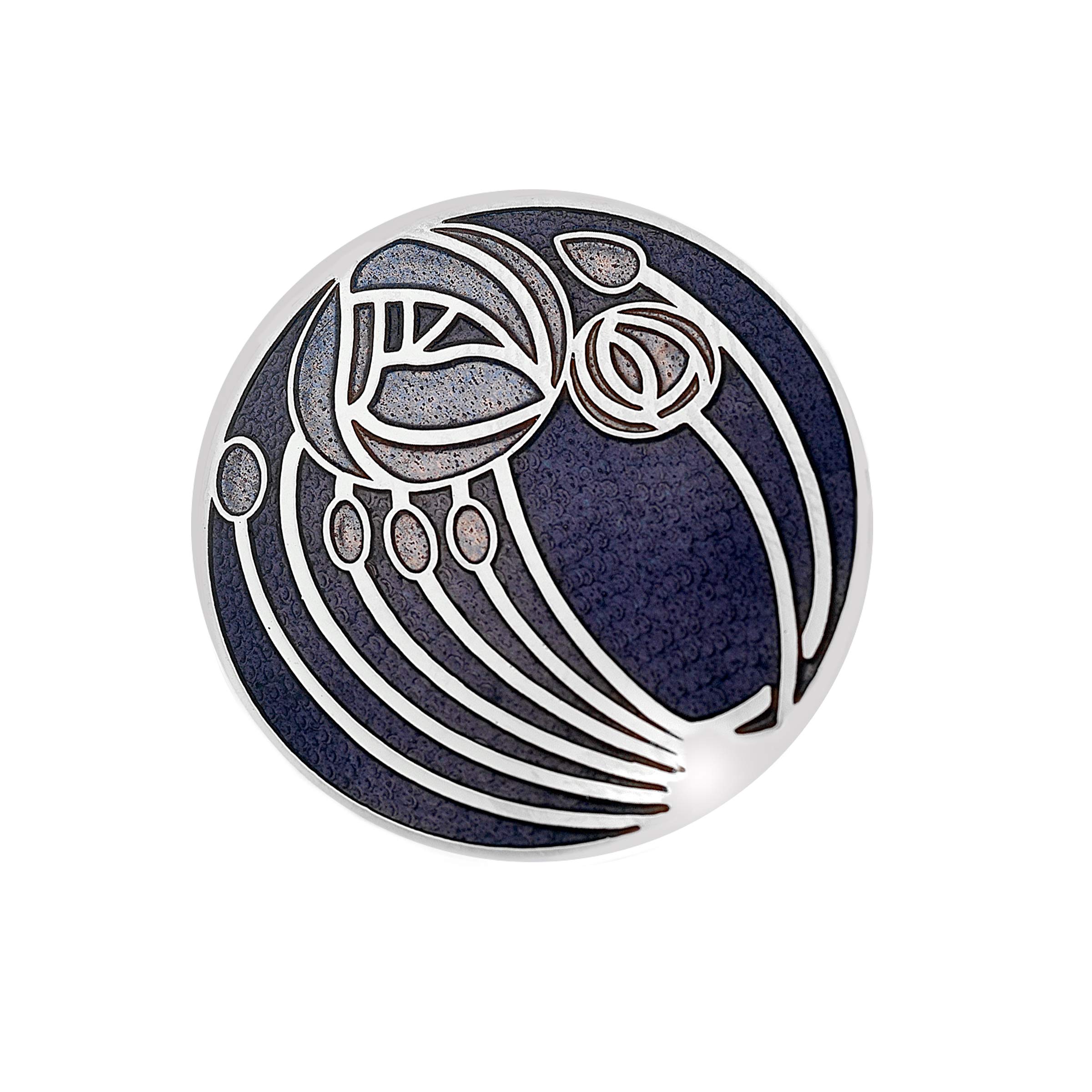 Sea Gems Ladies Enamelled 34Mm Round Mackintosh Rose & Buds Inspired Brooch with Gift Box 7568 (Purple)