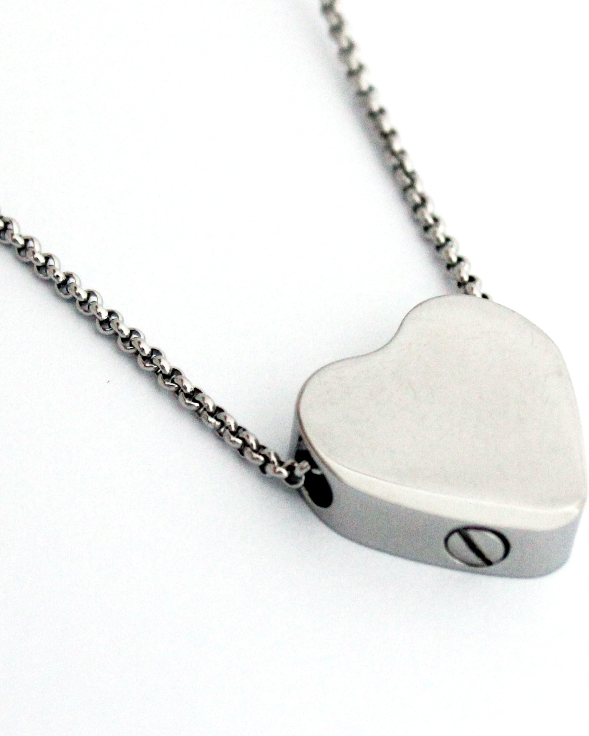 Zahara Memorial Urn Necklace (20 Inches) with Velvet Pouch & Fill Kit | Heart Pendant + Chain