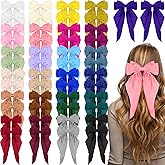 Mimorou 50 Pack Big Hair Bows Bulk Silky Satin Oversized Hair Bows for Women Bow Hair Clips Large Hair Ribbons Long Tail Large Hair Barrettes Hair Accessories Gifts